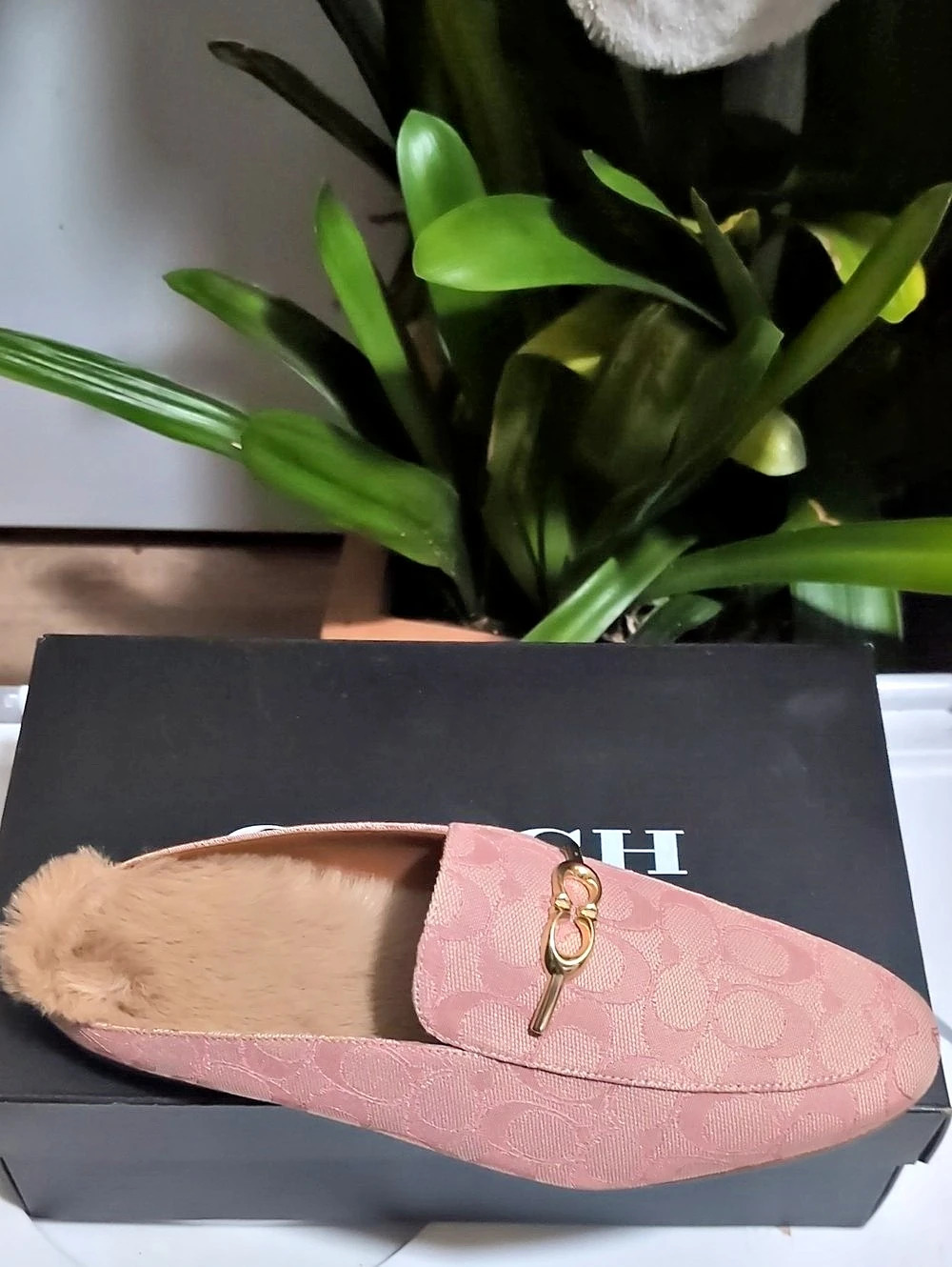 Coach Sienna Sherpa Slide Pink & Brown US 9.5